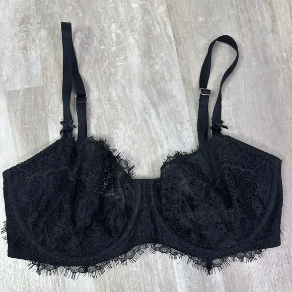 Victoria’s Secret Black Lace Dream Angels push-up without padding Size 34DD - Picture 1 of 5